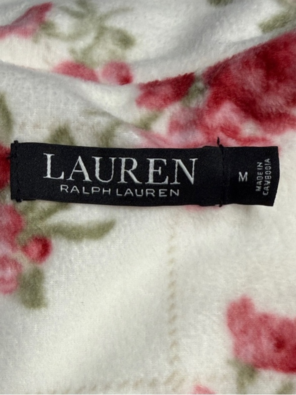 Lauren Ralph Lauren Cream Pajama Top with Pink Floral Print - Picture 6 of 10